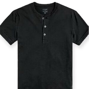 J. CREW Henley Tee Short Sleeve Slub Cotton Faded Black NWT